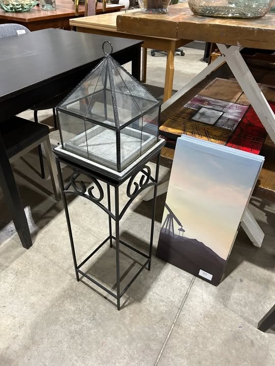 Glass Decorative Top on Metal Stand