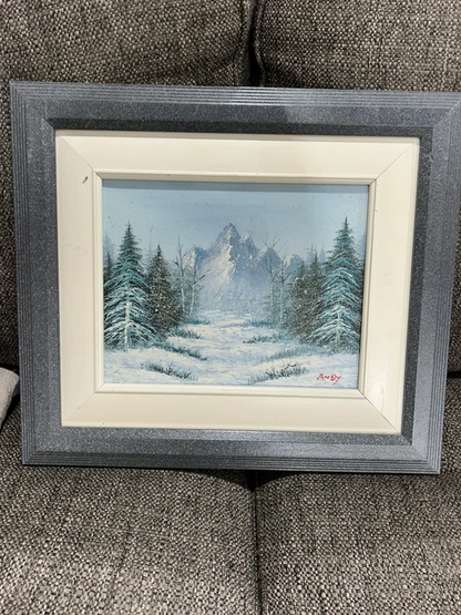 Framed Winter Landscape Painting