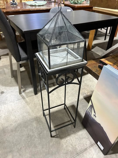 Glass Decorative Top on Metal Stand