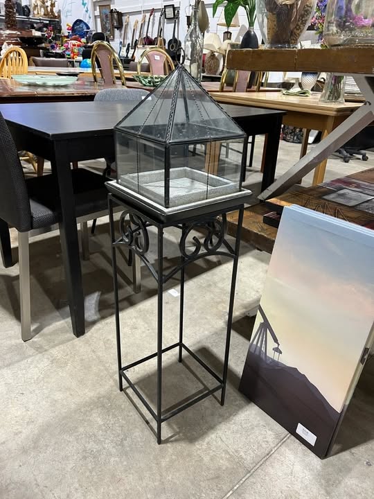 Glass Decorative Top on Metal Stand