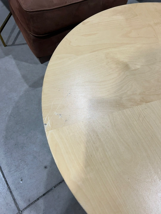 Round Wooden like Coffee Table with Shelf