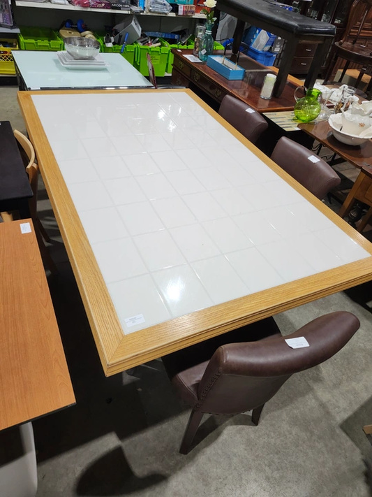 Large Deluxe Hand-Crafted White Tiles Table