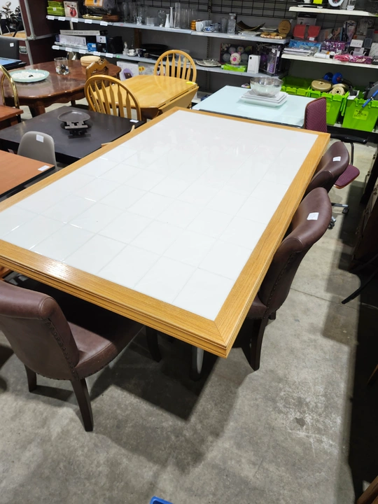Large Deluxe Hand-Crafted White Tiles Table