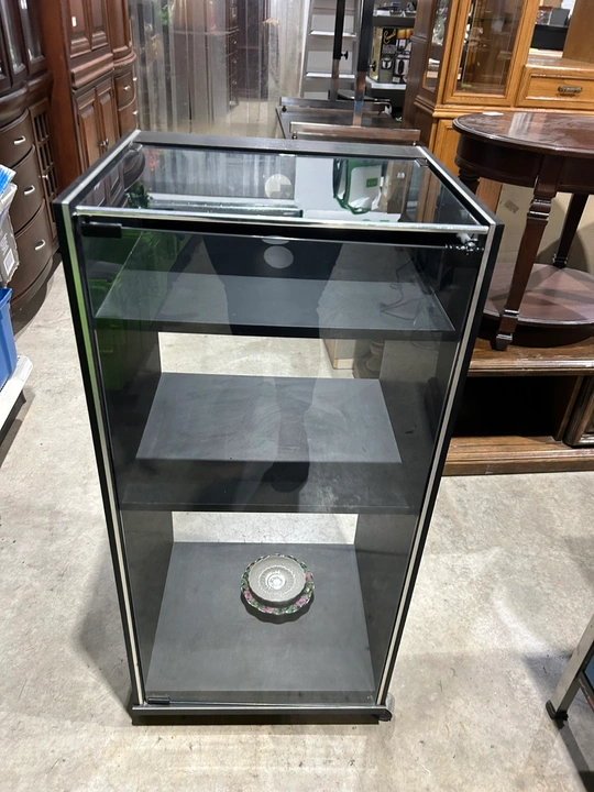 Black Glass Display Cabinet with Shelves