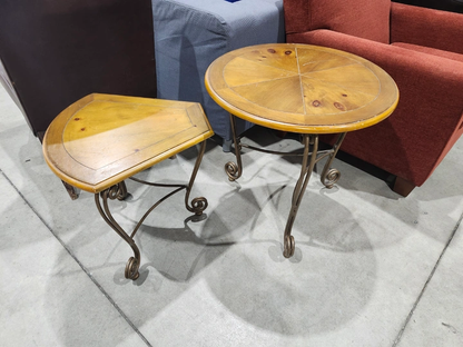 Nest of Tables - Wood and Wrought Iron
