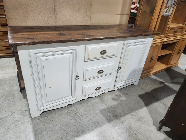 White and Brown Wooden Farmhouse Buffet Server