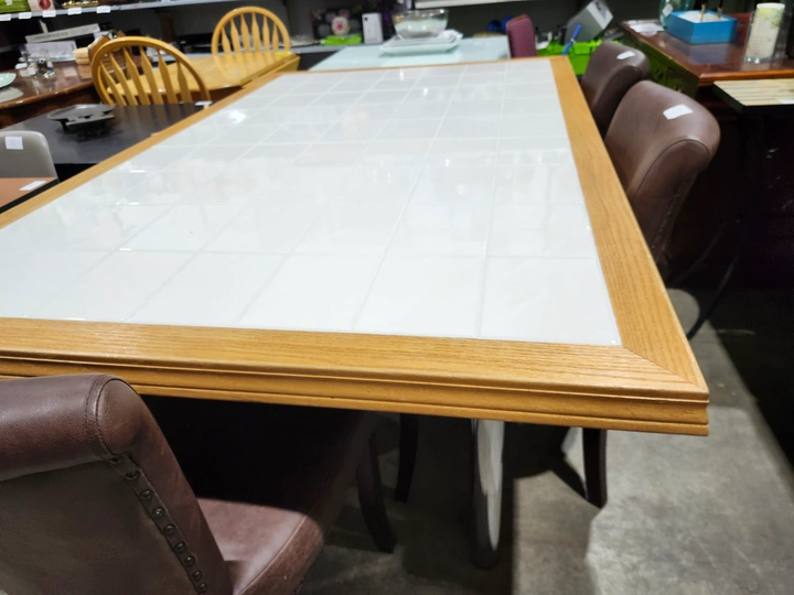 Large Deluxe Hand-Crafted White Tiles Table