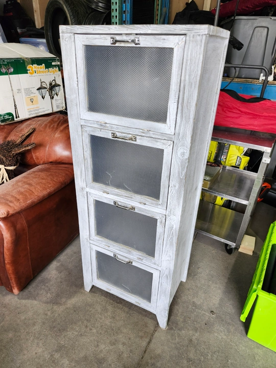 Rustic White Wooden Storage Cabinet