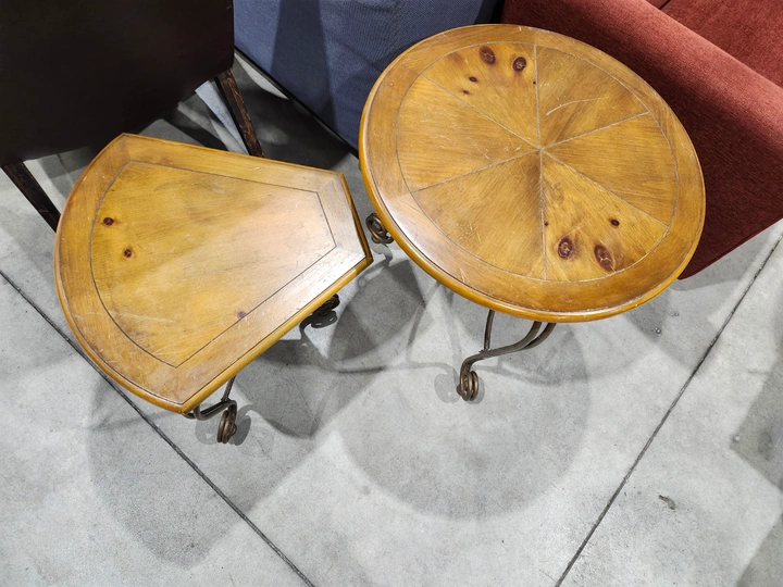Nest of Tables - Wood and Wrought Iron