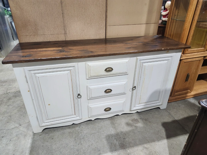 White and Brown Wooden Farmhouse Buffet Server