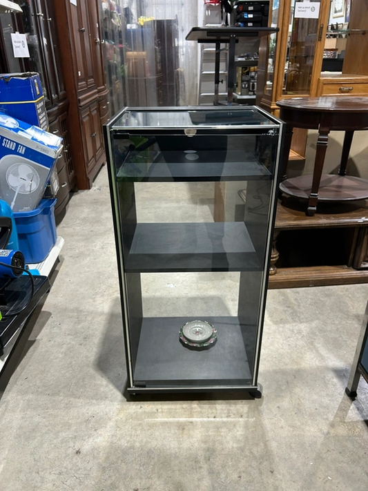 Black Glass Display Cabinet with Shelves