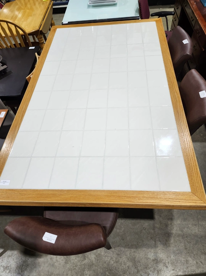 Large Deluxe Hand-Crafted White Tiles Table