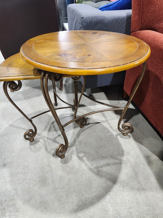 Nest of Tables - Wood and Wrought Iron