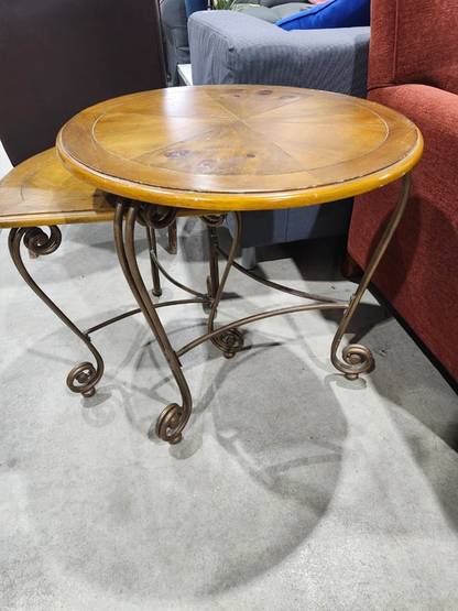 Nest of Tables - Wood and Wrought Iron