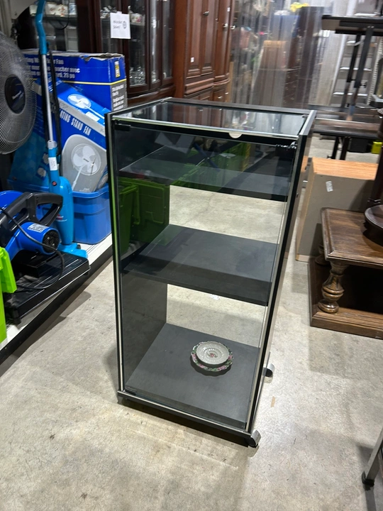 Black Glass Display Cabinet with Shelves
