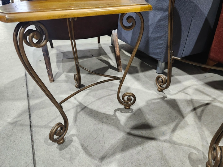 Nest of Tables - Wood and Wrought Iron