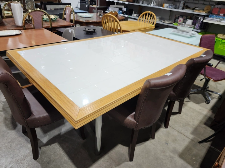 Large Deluxe Hand-Crafted White Tiles Table
