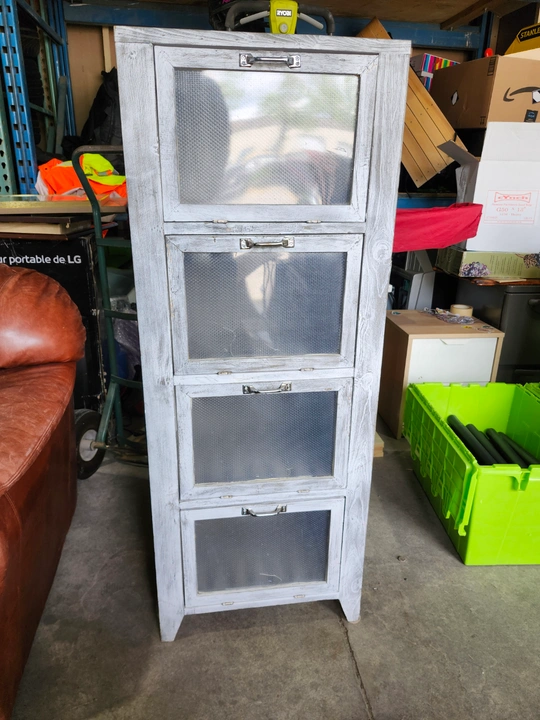 Rustic White Wooden Storage Cabinet