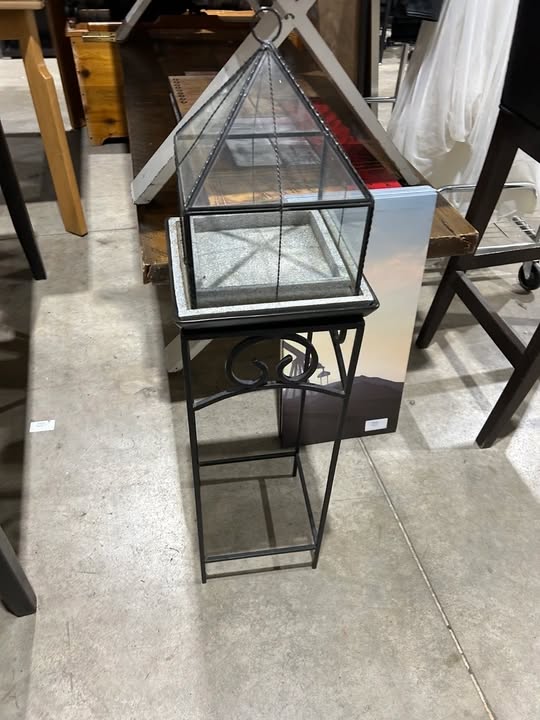 Glass Decorative Top on Metal Stand