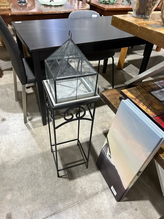 Glass Decorative Top on Metal Stand
