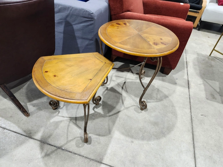 Nest of Tables - Wood and Wrought Iron