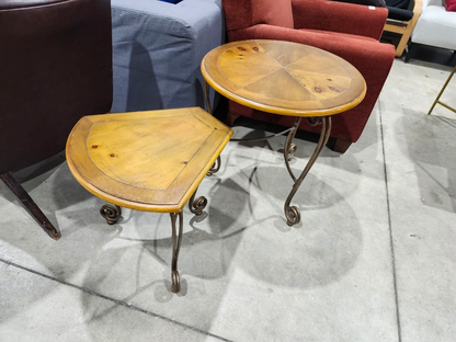 Nest of Tables - Wood and Wrought Iron