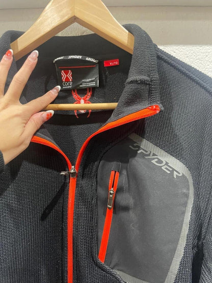 Mens Spider Core Sweater Orange and Black Size XL