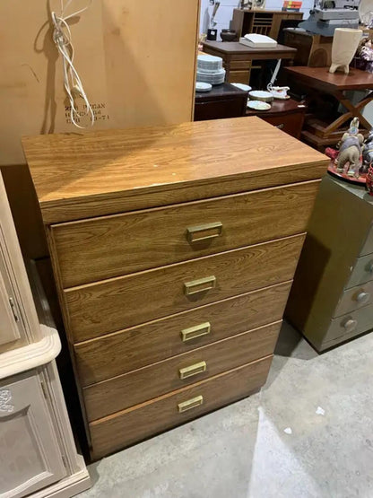 Tall 5 Drawer Wooden Dresser