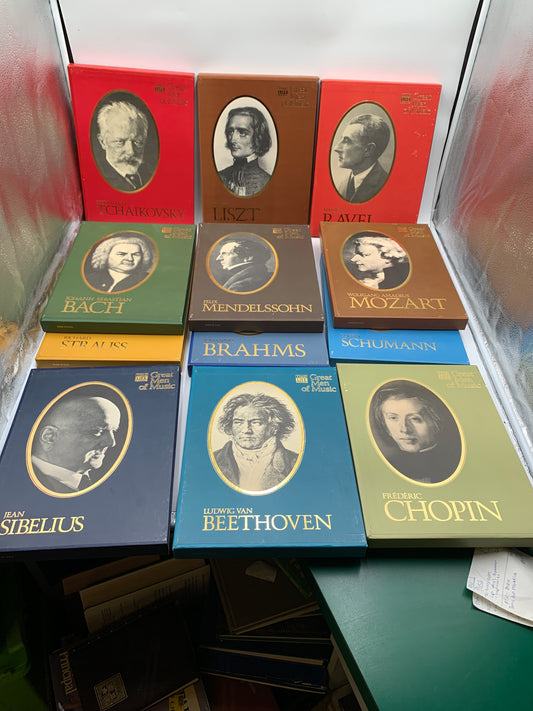 Collection of vintage Time-Life Records "Great Men of Music" cassette 12 box sets