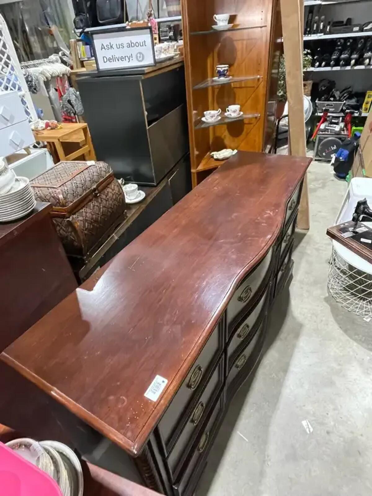 9 Drawer Mahogany Effect Dresser