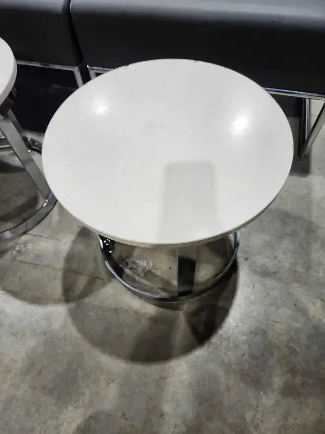 Round Stone Top/Chrome Side Tables - 5 available