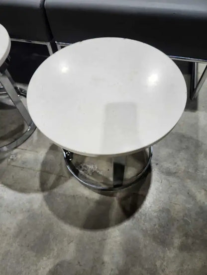 Round Stone Top/Chrome Side Tables - 5 available