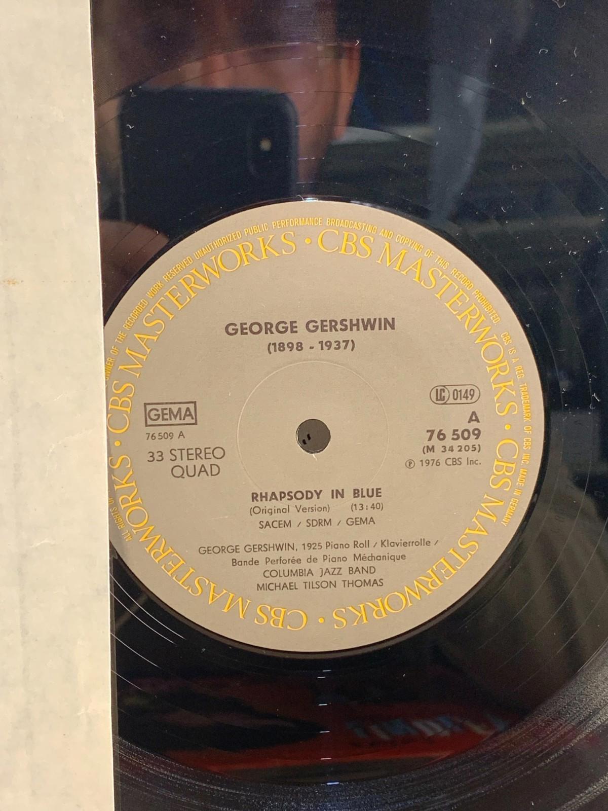 Gershwin Rhapsody in Blue LP CBS 76509 33 tours Piano Roll Jazz Vinyle