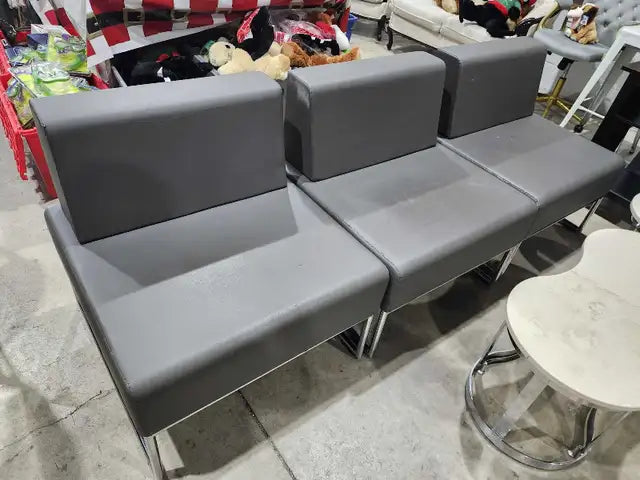 Grey Faux Leather Modular Seating - 12 Available