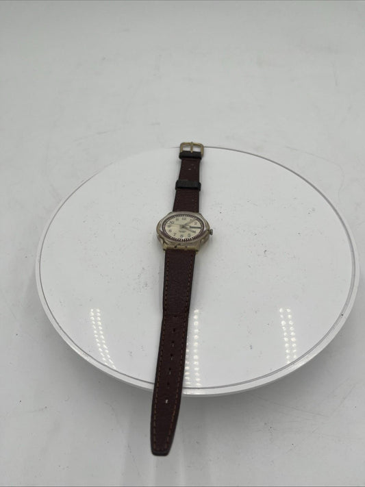 Vintage Swatch Swiss Quartz Watch with Leather Strap — Rare Collectible