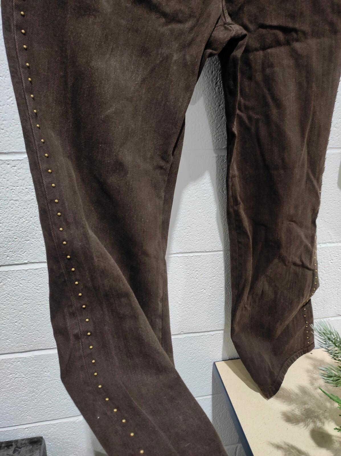 NWT Vintage Ralph Lauren Women's Size 10p Brown Beaded Curvy Bootcut Denim Jeans