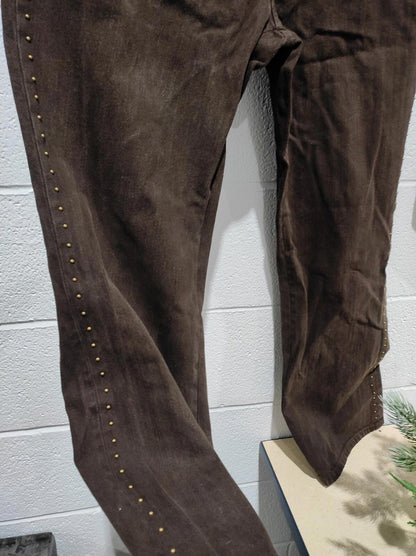 NWT Vintage Ralph Lauren Women's Size 10p Brown Beaded Curvy Bootcut Denim Jeans