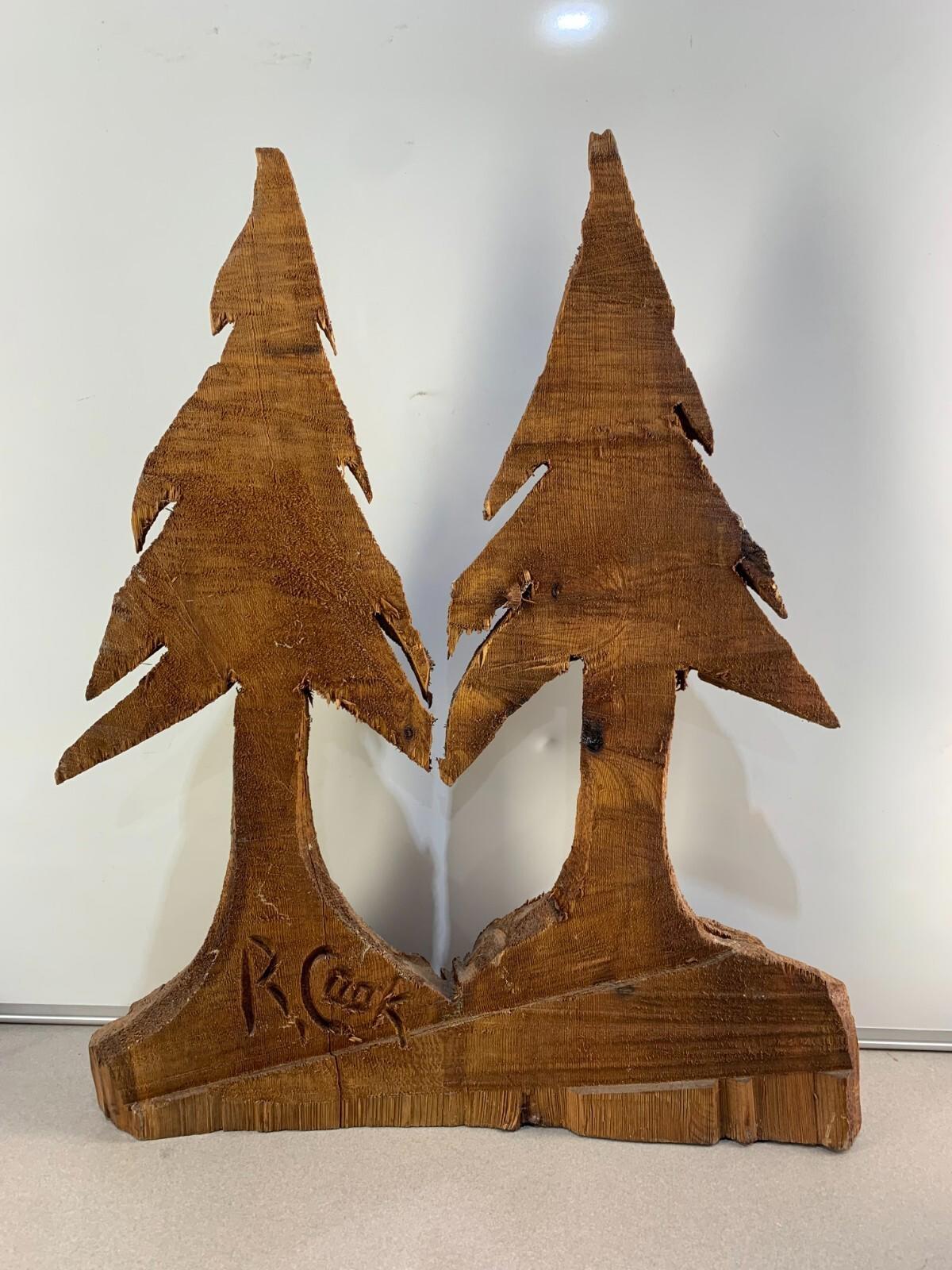 Hand carved Wooden Trees Home Decor By R. Cook