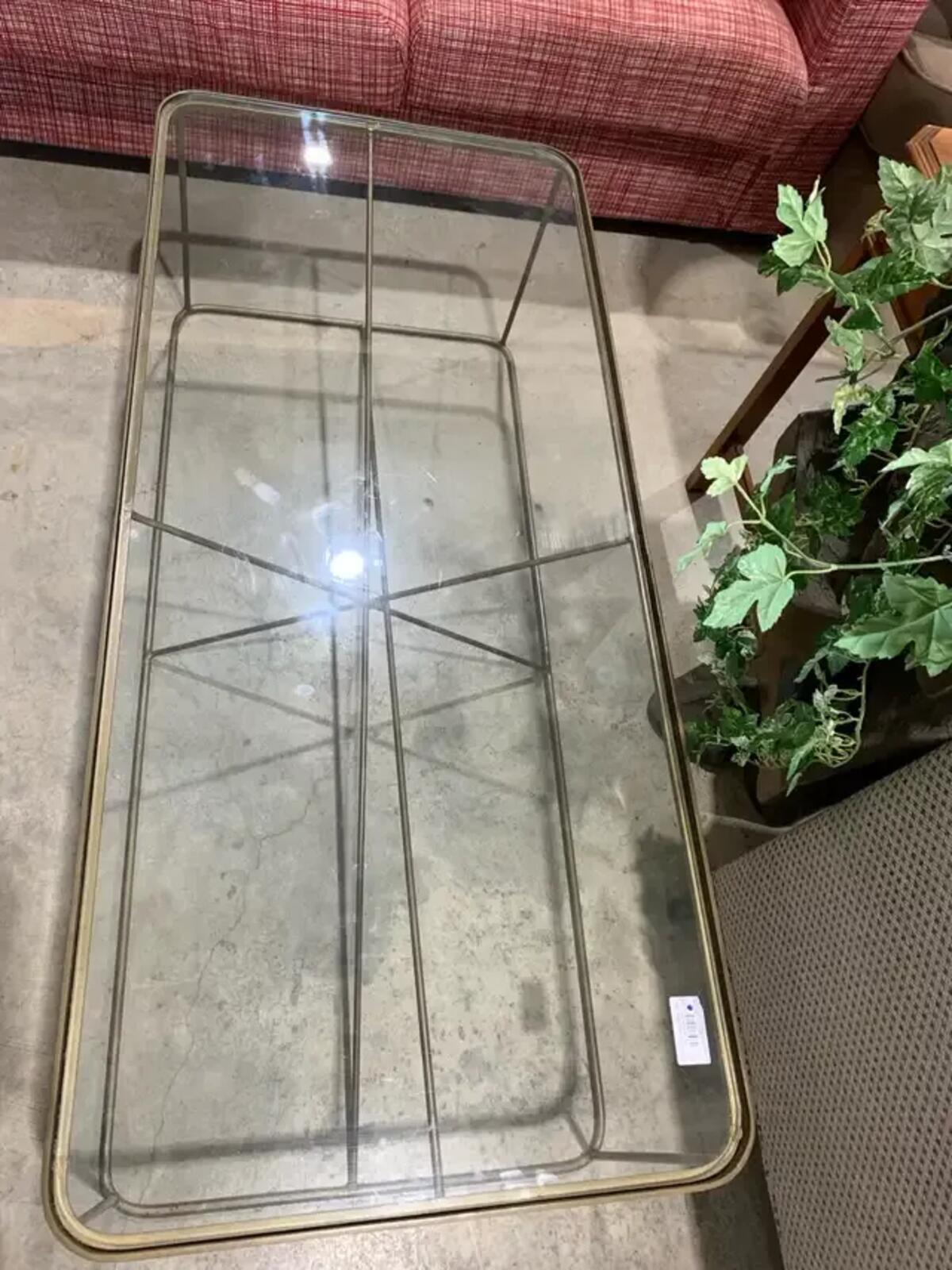 Metal and Glass Coffee Table with gold industrial style