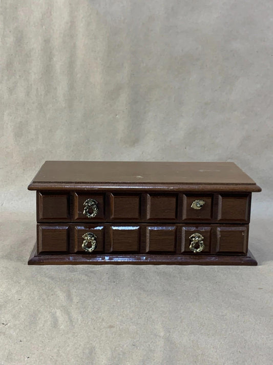 Vintage Wooden Jewelry Music Box with Drawer: Home Decor