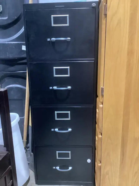4-Drawer Black Metal Filing Cabinet