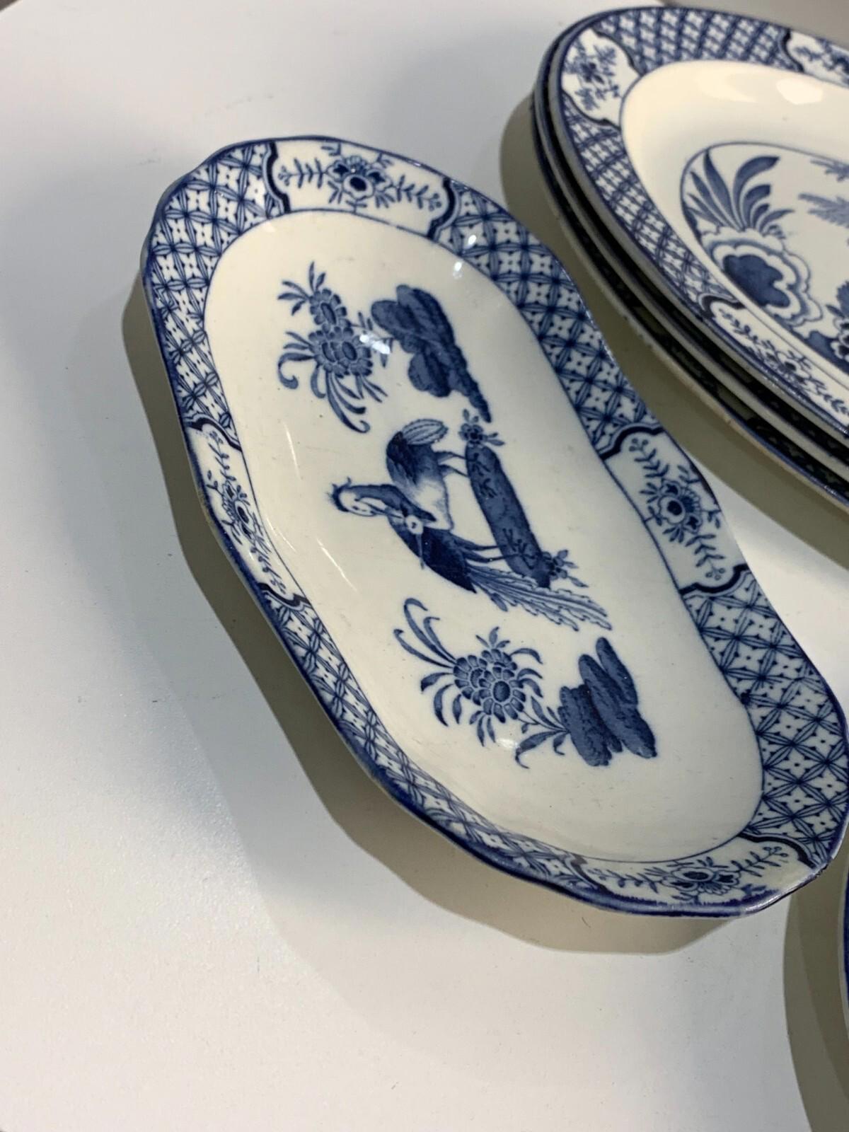 Lot of 5 Oval Platters Wood & Sons Yuan
