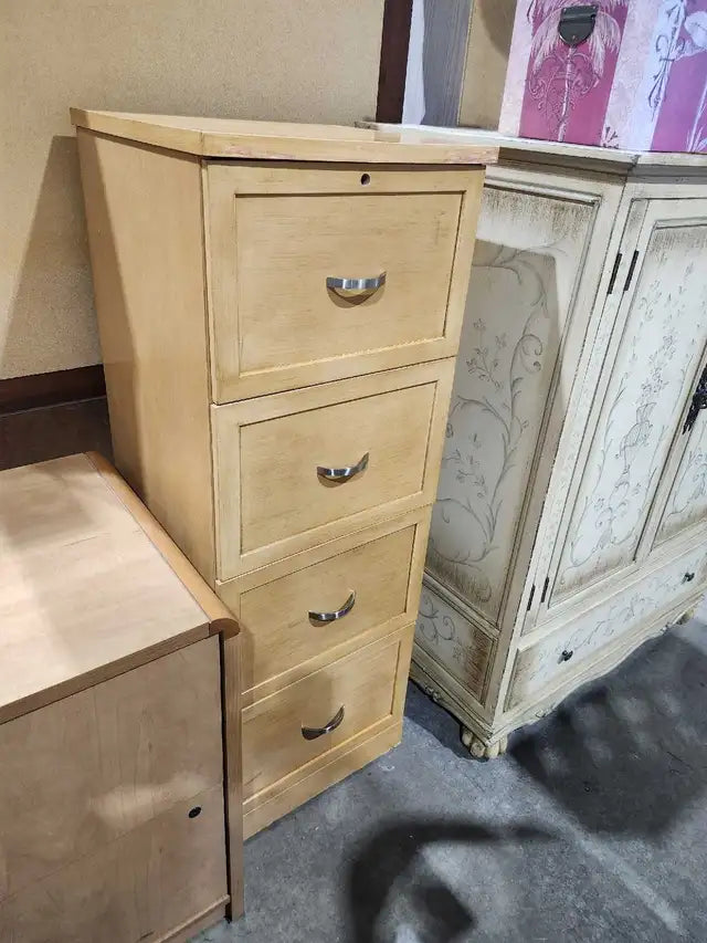 Wooden 4-Drawer Filing Cabinet