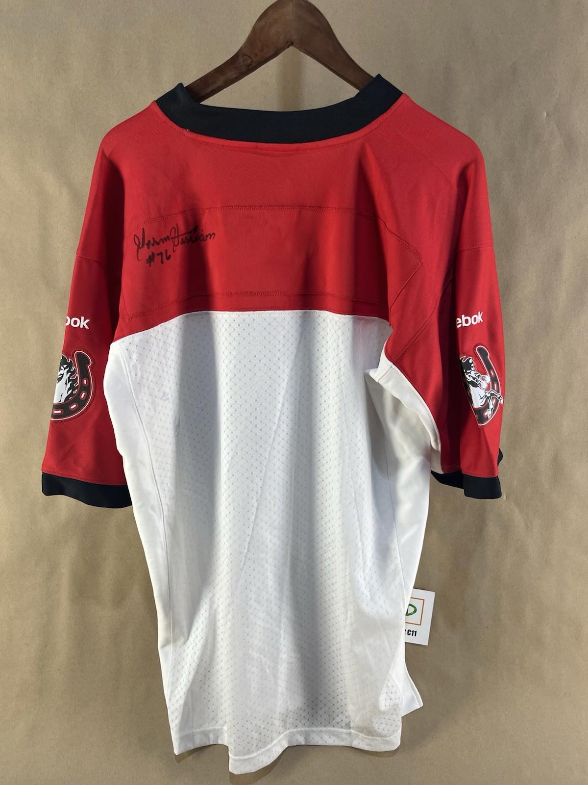 NWT Reebok CFL Calgary Stampeders Jersey Signed by #76 (Size L)
