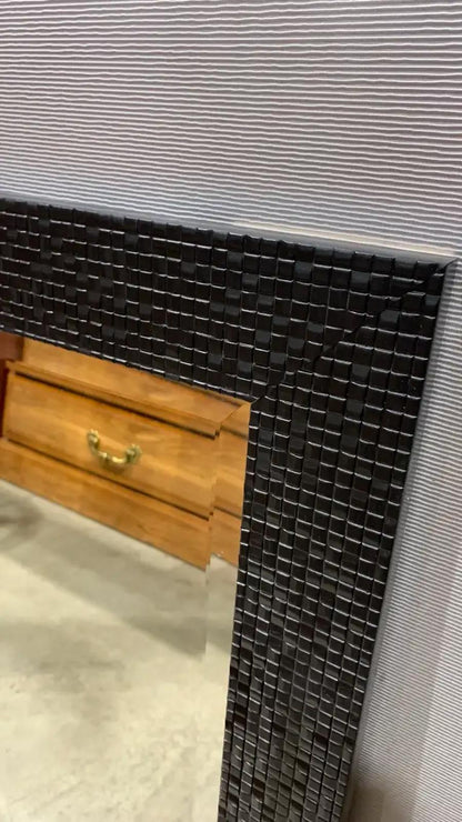 Small Black Tile Textured Wall Mirror