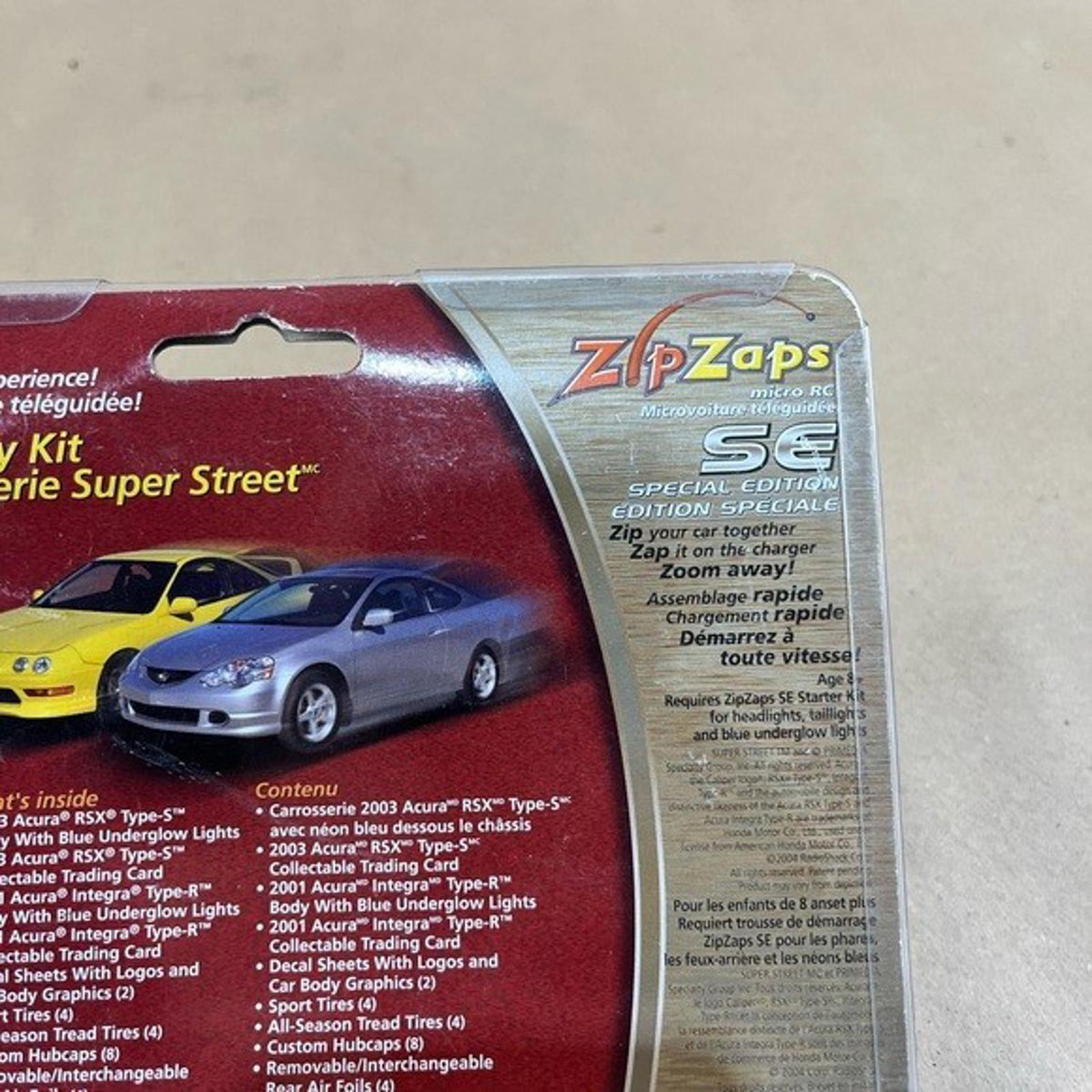 Nouveau kit carrosserie Super Street pour Radio Shack ZipZaps Micro RC – Acura (2 pièces)