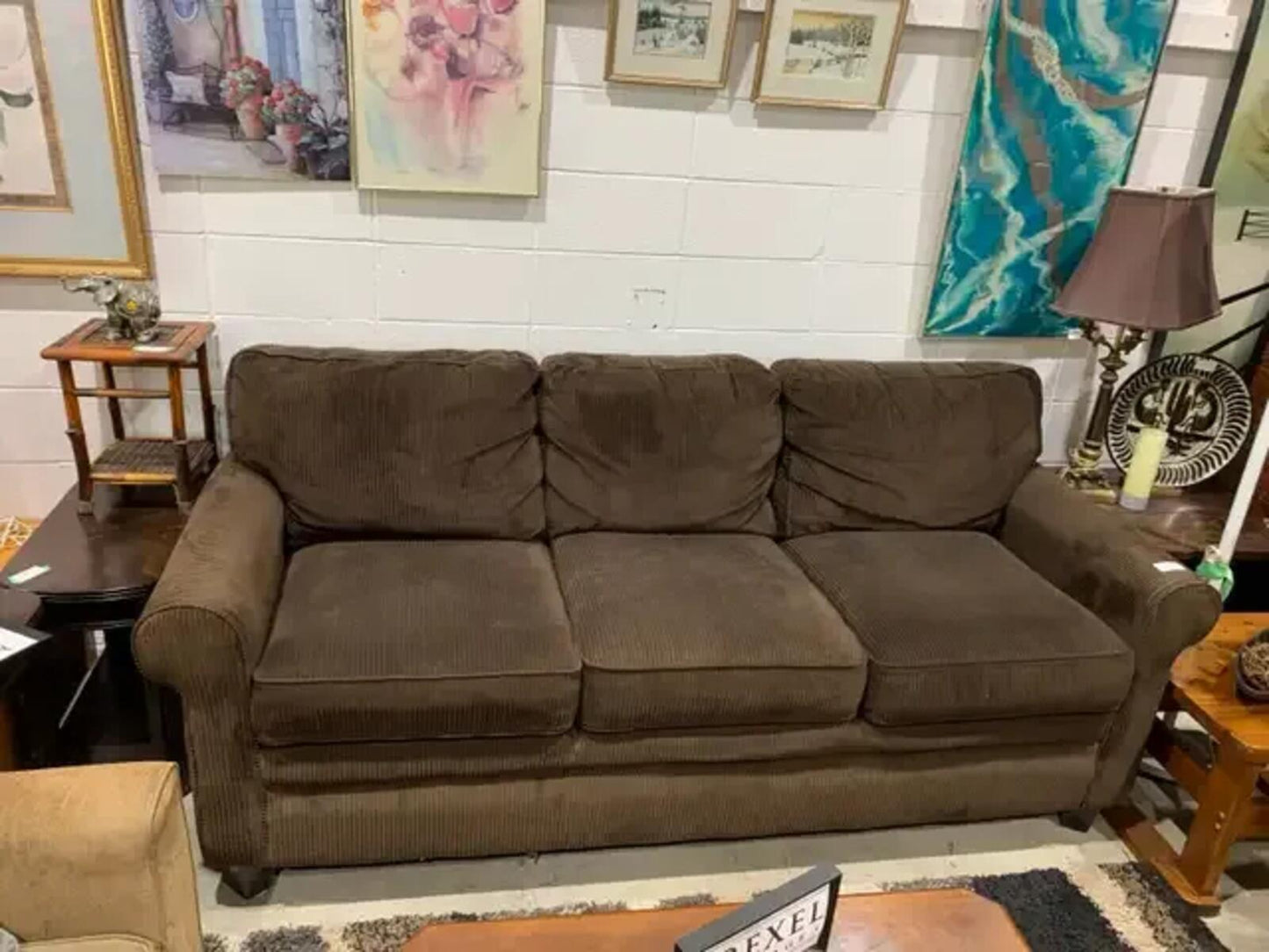La-Z-Boy Brown Corduroy Sofa