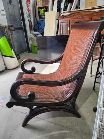 Vintage British Plantation Style Cane Lounge Chair