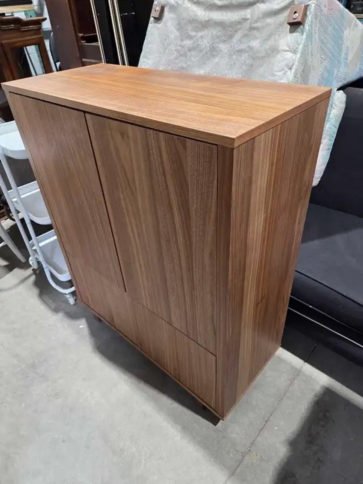 Walnut 2-Door Cabinet with Drawers