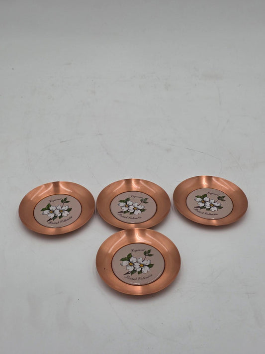 Fantasy Copperware Of Canada Sixties Mid Century 4 Dogwood Coasters